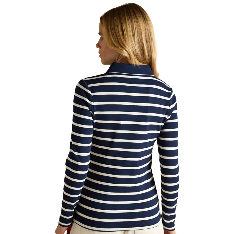 Joules Fairfield Womens Long Sleeve Polo Shirt - Navy/Cream Stripes-2