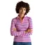 Joules Fairfield Womens Long Sleeve Polo Shirt - Pink/Blue Stripes