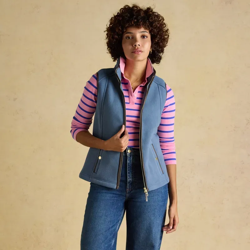 Joules Fairfield Womens Long Sleeve Polo Shirt - Pink/Blue Stripes-7
