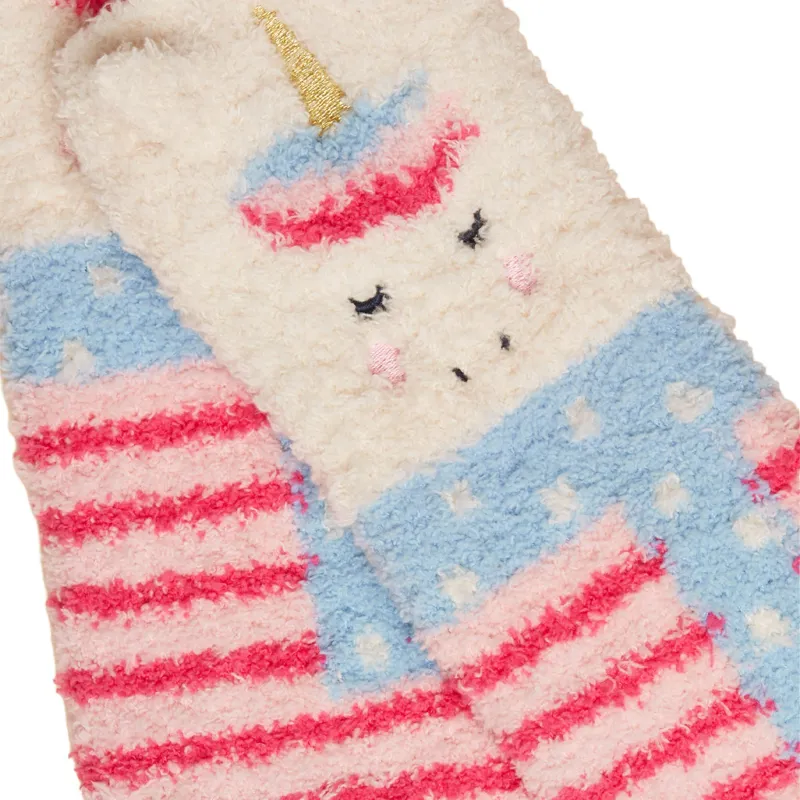 Joules Junior Fluffy Socks - Unicorn/Pink-1