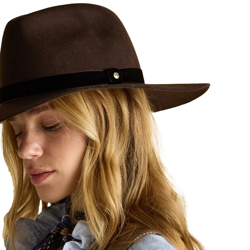Joules Grove Womens Wool Fedora Hat - Chocolate Brown-5
