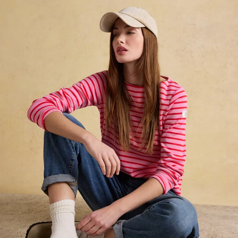 Joules Harbour Womens Long Sleeve Top - Pink/Red Stripe-5