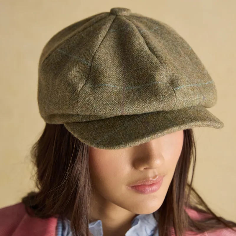 Joules Harrogate Womens Check Baker Boy Hat - Green-4