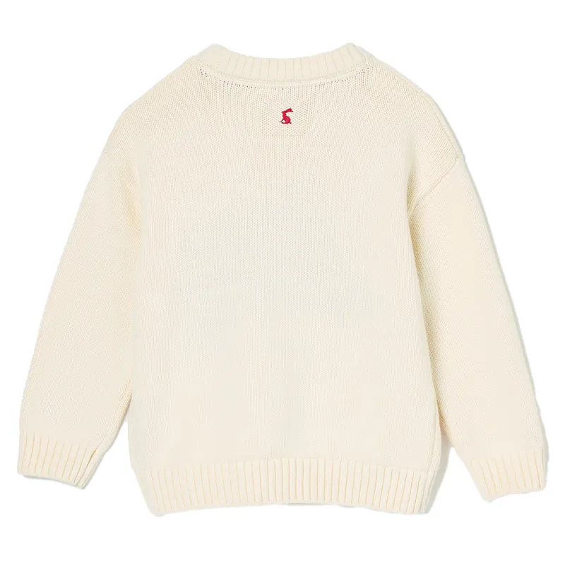 Joules Hattie Junior Girls Knitted Jumper - Cream/Horses-2
