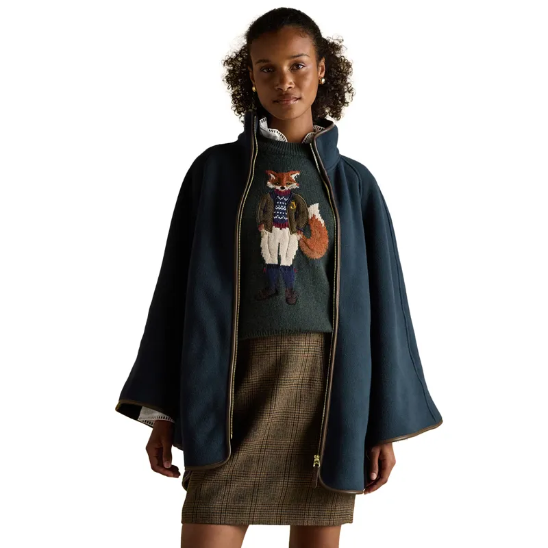 Joules Heritage Polar Fleece Womens Longline Cape - Navy-8