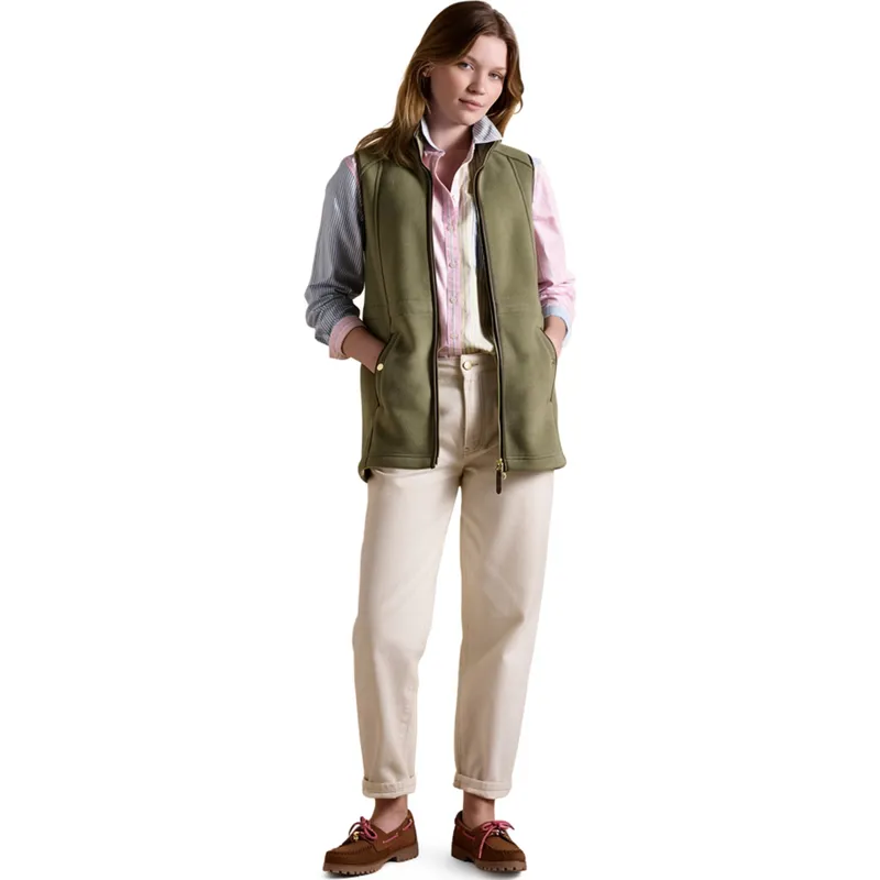 Joules Heritage Womens Longline Fleece Gilet - Light Green-4