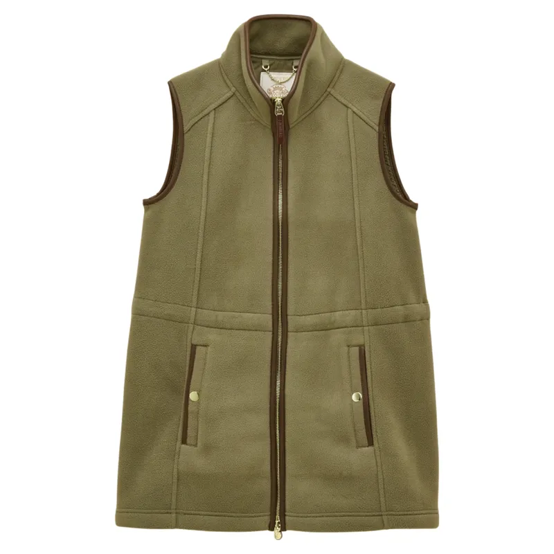 Joules Heritage Womens Longline Fleece Gilet - Light Green-3