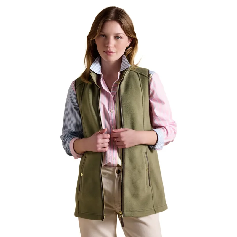 Joules Heritage Womens Longline Fleece Gilet - Light Green-2