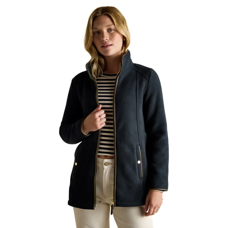 Joules Heritage Womens Longline Zip Up Polar Fleece Jacket - Navy-3