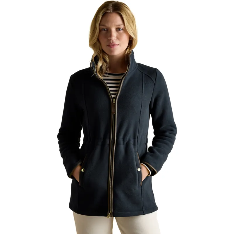 Joules Heritage Womens Longline Zip Up Polar Fleece Jacket - Navy