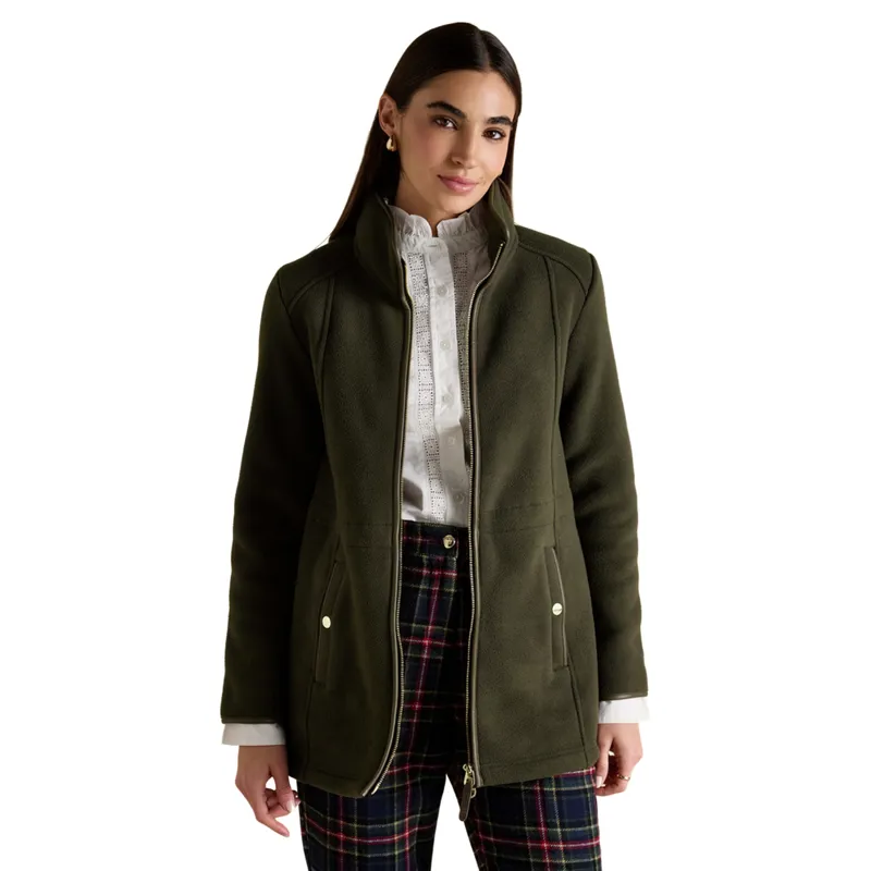 Joules Heritage Womens Longline Zip Up Polar Fleece Jacket - Green-4
