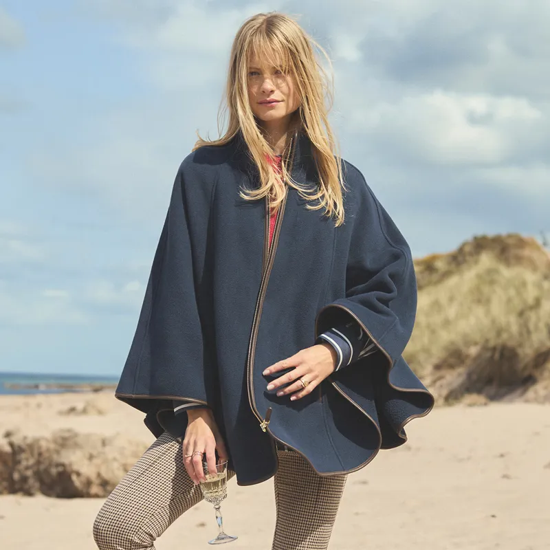 Joules Heritage Polar Fleece Womens Longline Cape - Navy-1
