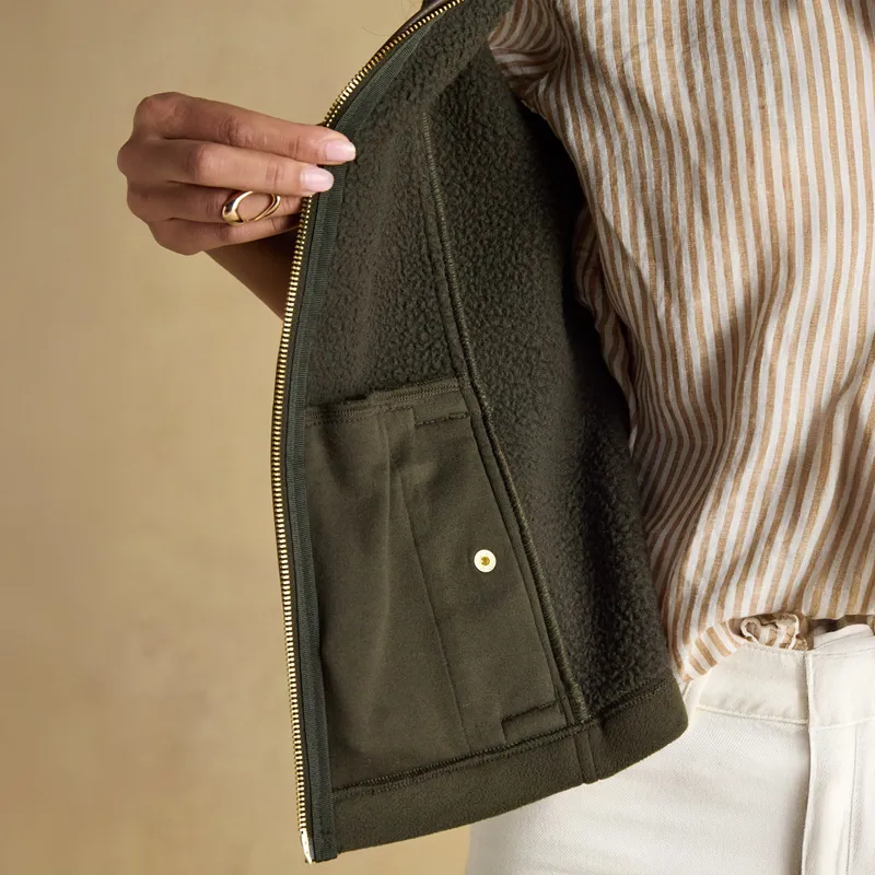 Joules Heritage Womens Fleece Gilet - Green-9