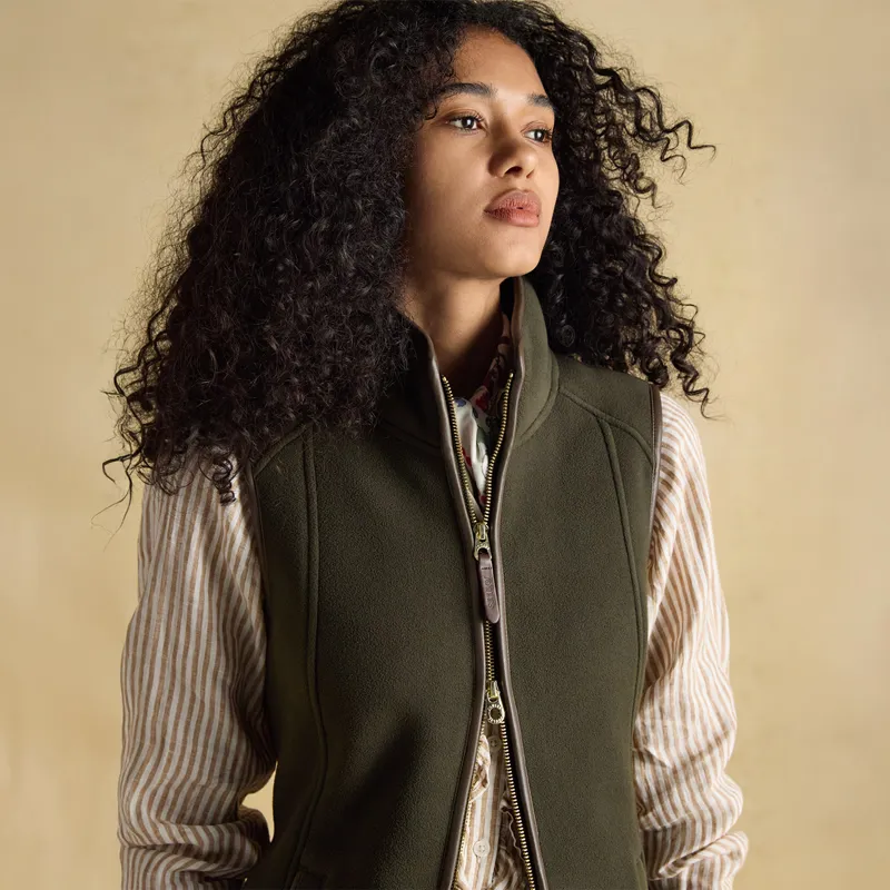 Joules Heritage Womens Fleece Gilet - Green-10