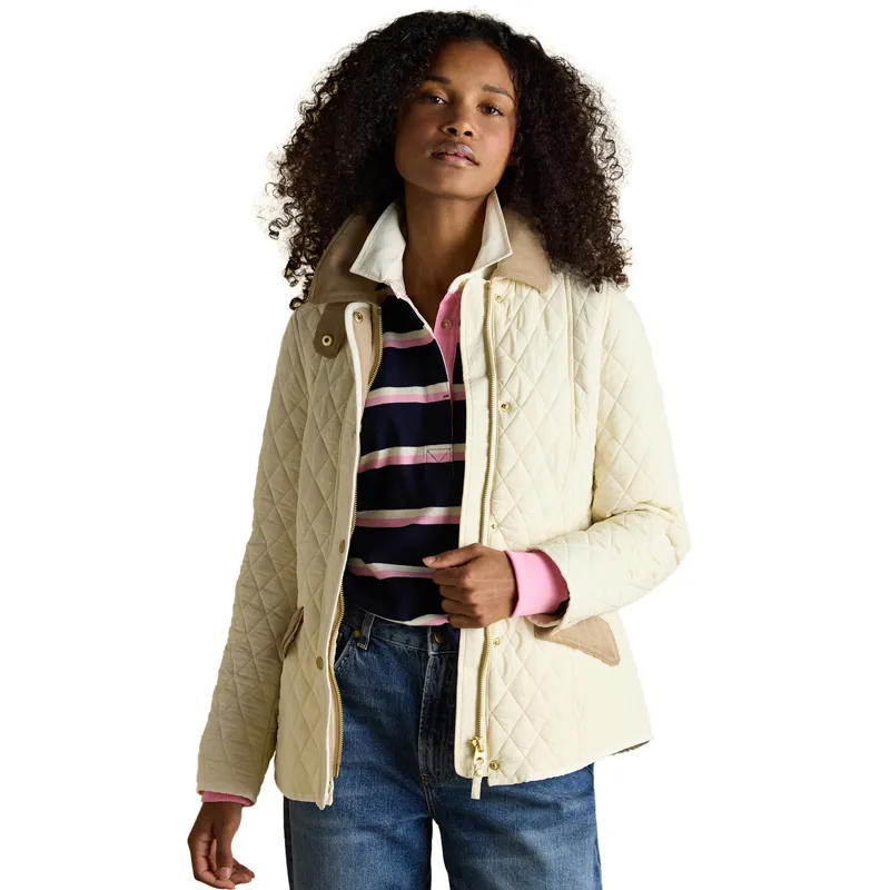 Joules Highclere Womens Diamond Quilted Jacket - Natural-3