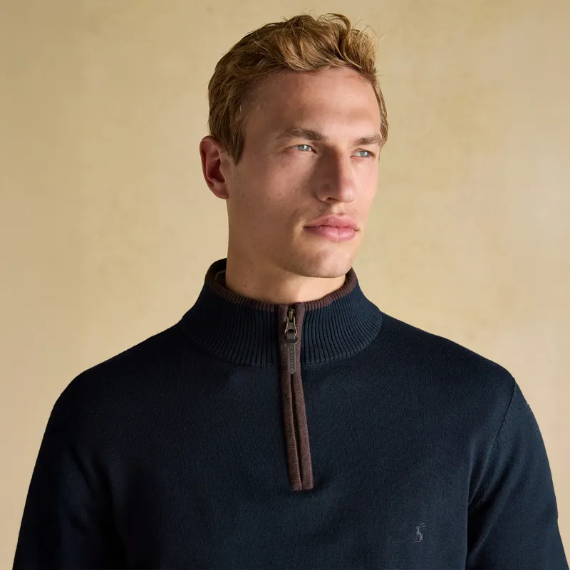Joules Hillside Mens 1/4 Zip Sweatshirt - Navy/Blue-3