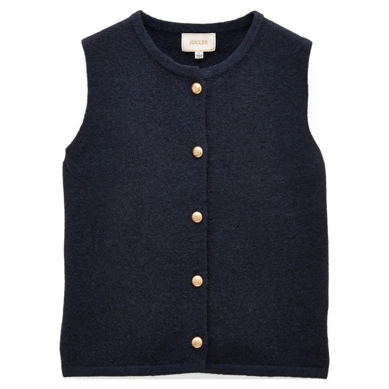 Joules Holly Womens Button Through Knit Vest - Navy-2