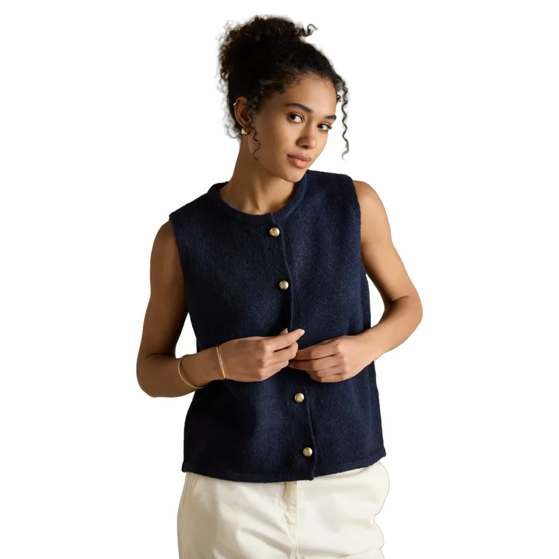 Joules Holly Womens Button Through Knit Vest - Navy