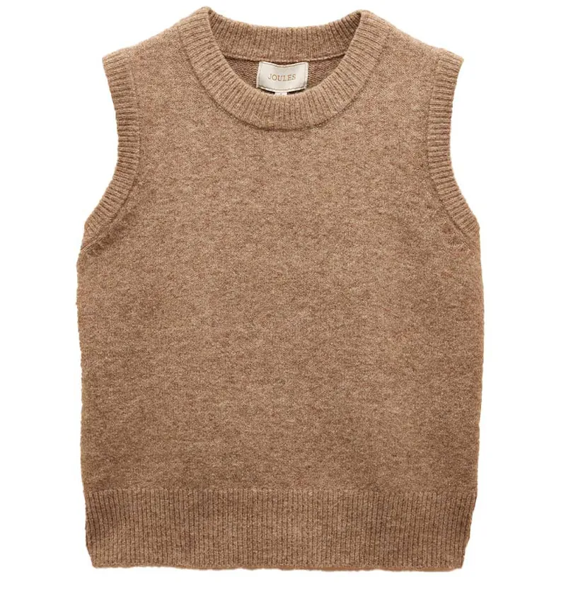 Joules Holly Womens Knit Vest - Tan-1
