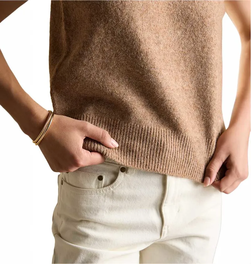 Joules Holly Womens Knit Vest - Tan-4