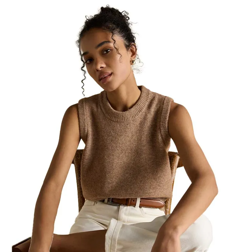 Joules Holly Womens Knit Vest - Tan-6