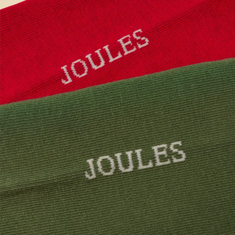 Joules Kingsbury Mens Socks 2 Pack - Khaki/Red-1