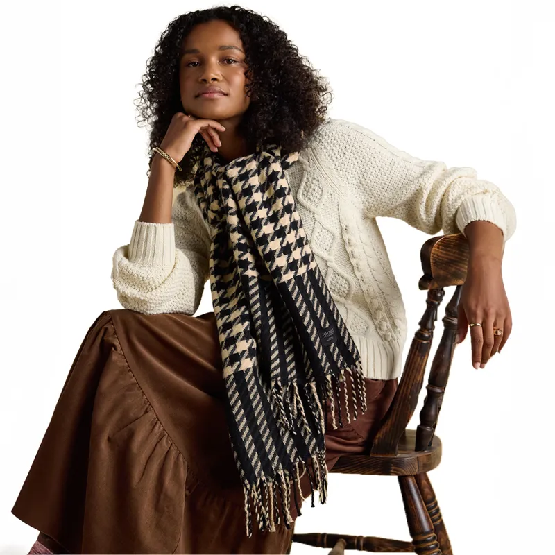 Joules Langtree Womens Scarf - Black/Tan-3