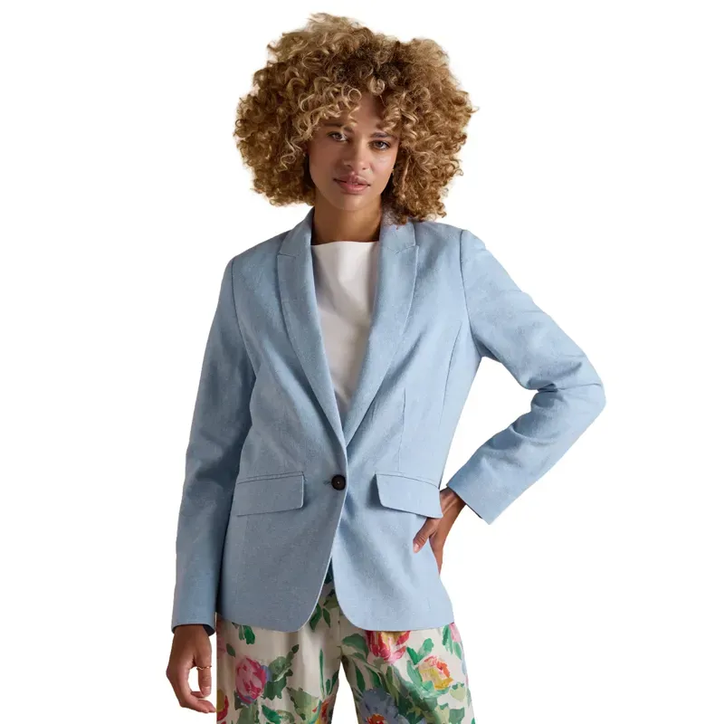 Joules Linen Blend Womens Blazer - Light Blue
