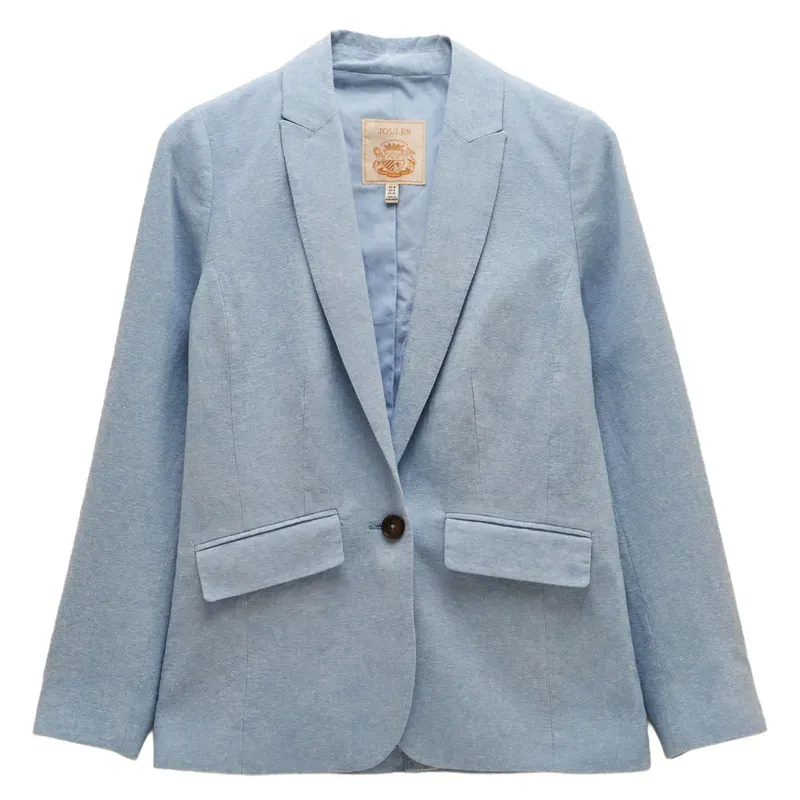 Joules Linen Blend Womens Blazer - Light Blue-1