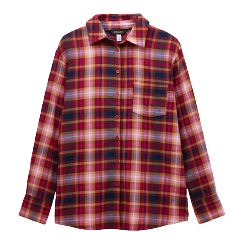 Joules Lorena Womens Brushed Cotton Shirt - Red-2