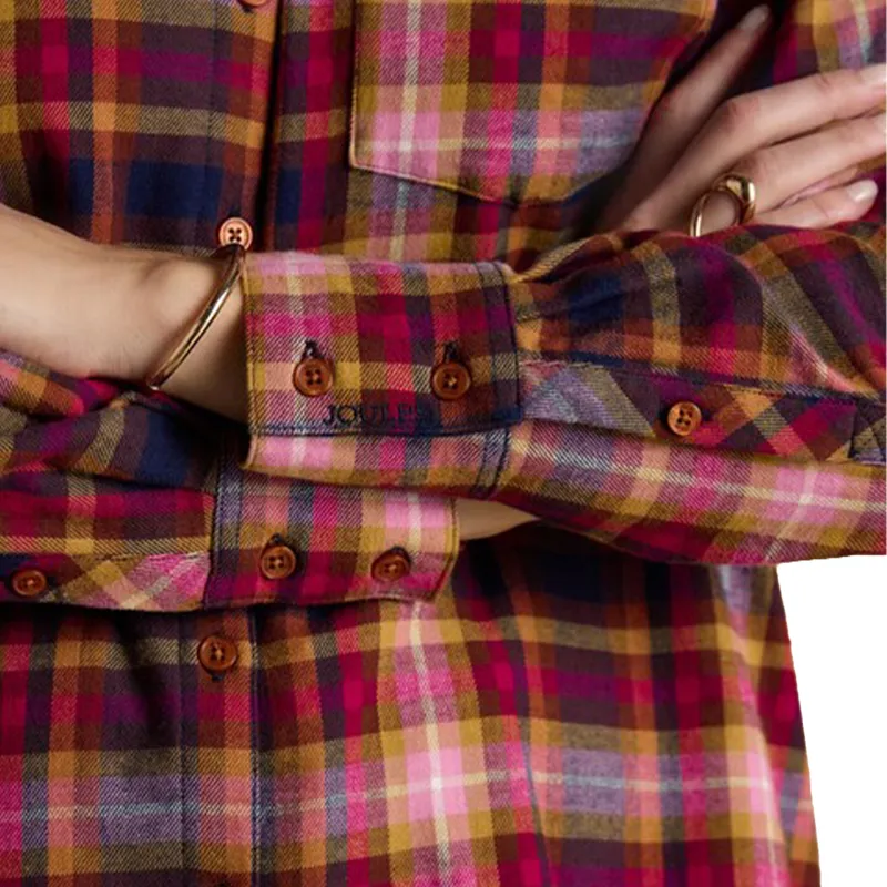 Joules Lorena Womens Brushed Cotton Shirt - Red-4