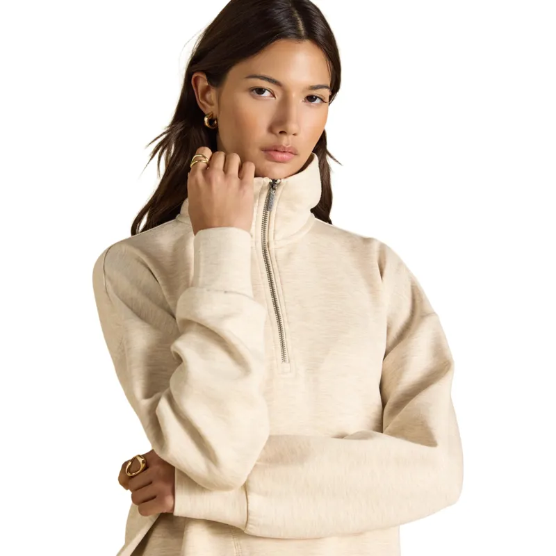 Joules Luxe Club Womens Quarter Zip Sweatshirt - Oatmeal-3