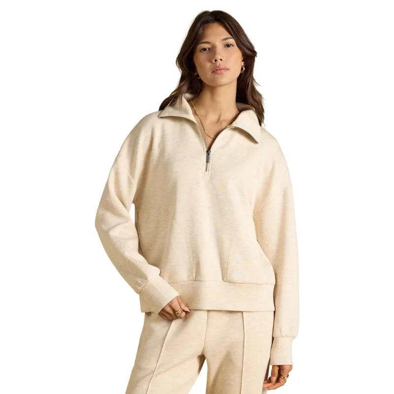 Joules Luxe Club Womens Quarter Zip Sweatshirt - Oatmeal