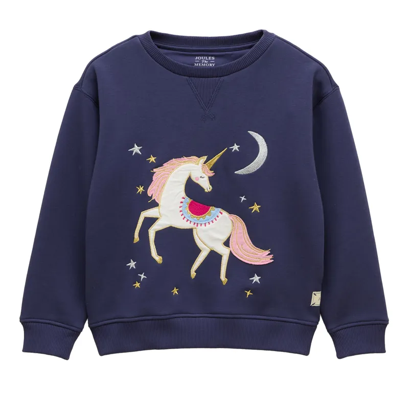 Joules Mackenzie Junior Girls Sweatshirt - Navy/Horse