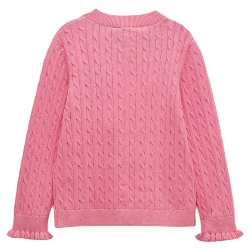 Joules Mallory Junior Girls Cable Cardigan - Pink-1