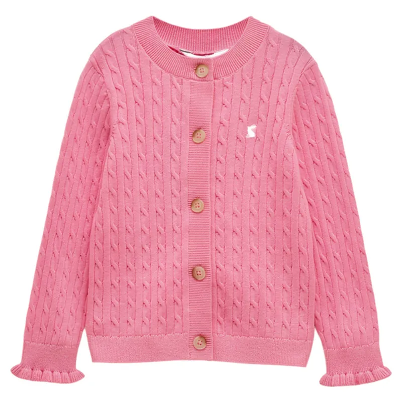 Joules Mallory Junior Girls Cable Cardigan - Pink