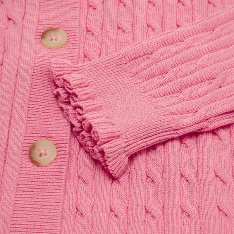 Joules Mallory Junior Girls Cable Cardigan - Pink-2