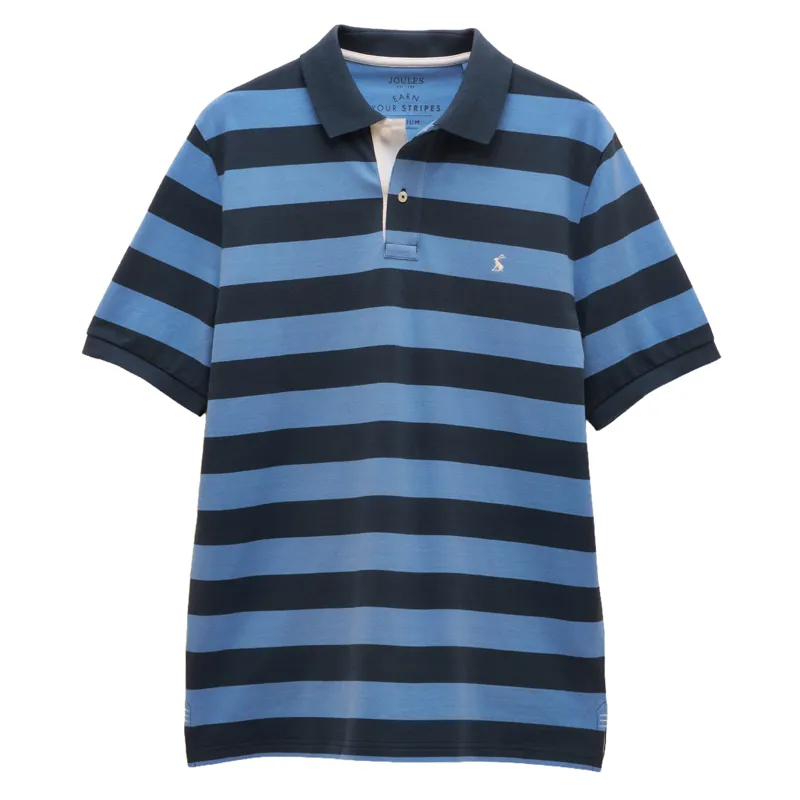Joules Woody Stripe Mens Cotton Pique Polo Shirt - Blue/Navy-1