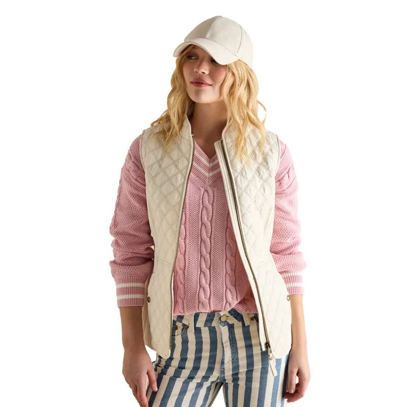 Joules Minx Womens Showerproof Diamond Quilted Gilet - Cream-1