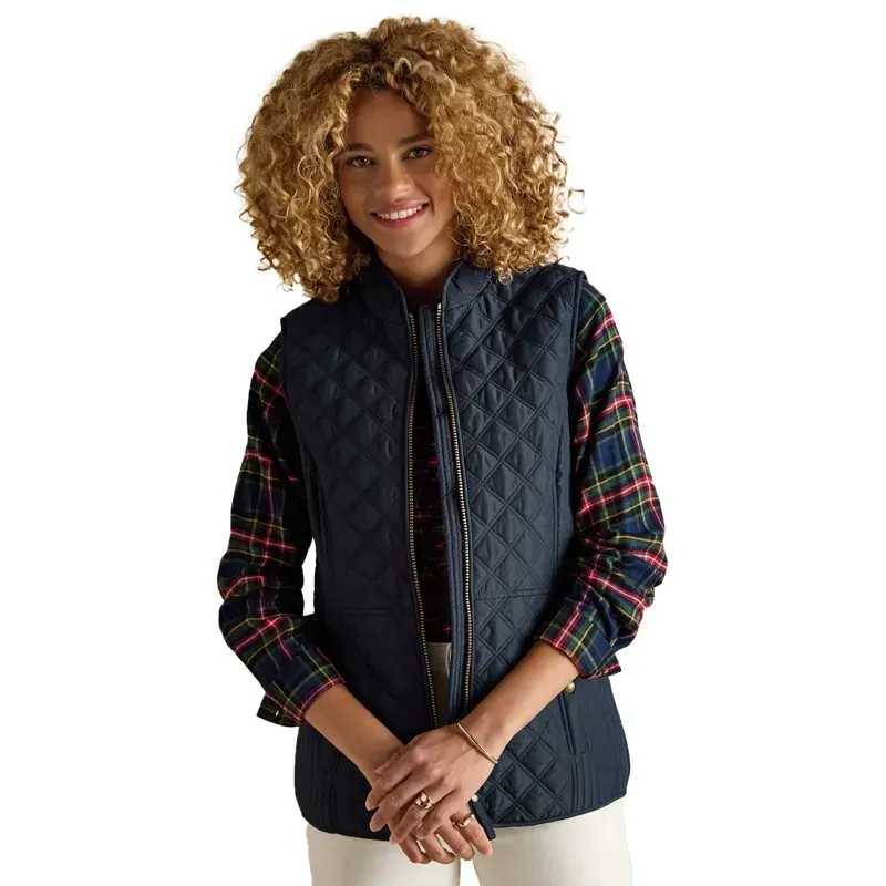 Joules Minx Womens Showerproof Diamond Quilted Gilet - Navy-2