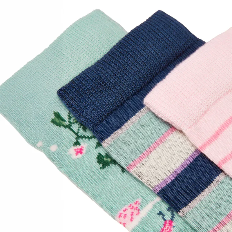 Joules Neat Feet Junior Girls Socks 3 Pack - Unicorn/Pink/Green-2