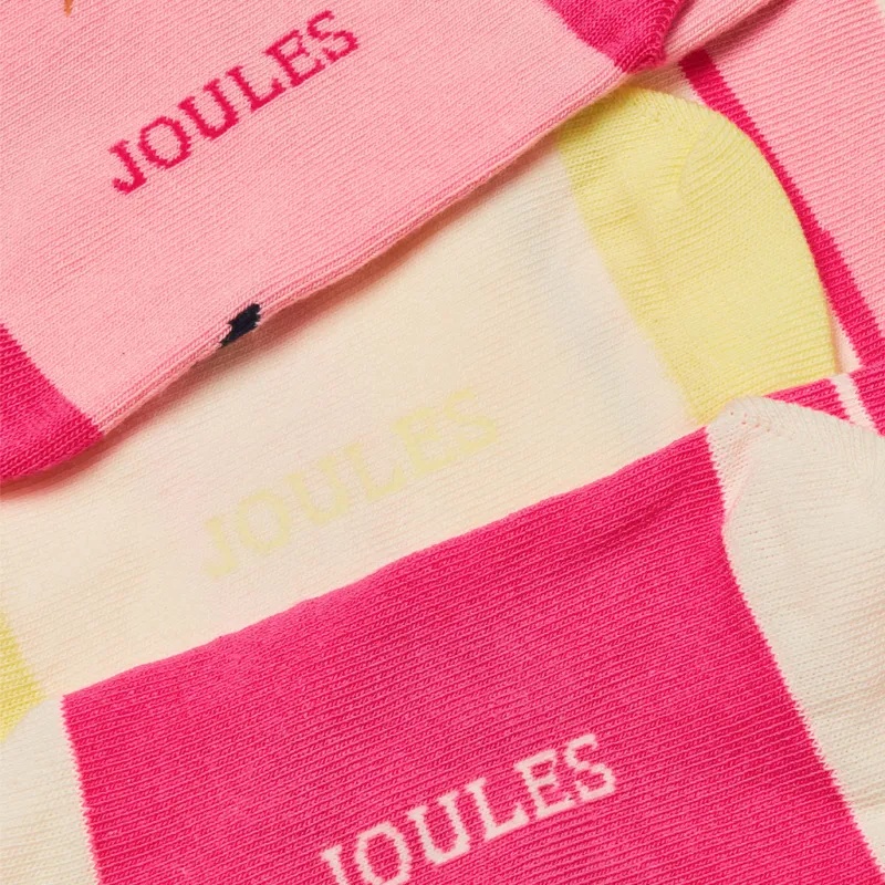 Joules Neat Feet Junior Girls Socks 3 Pack - Pink Dog-2