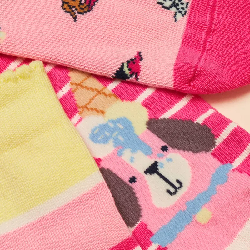 Joules Neat Feet Junior Girls Socks 3 Pack - Pink Dog-1
