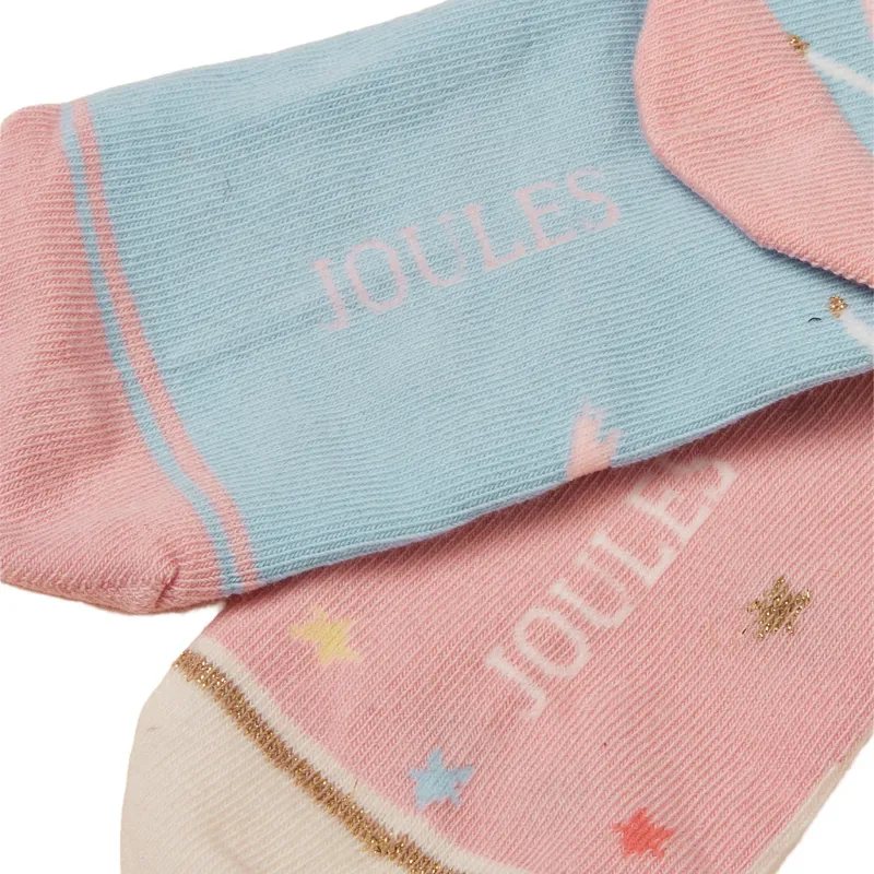 Joules Neat Feet Junior Girls Socks 2 Pack - Pink/Unicorn-2