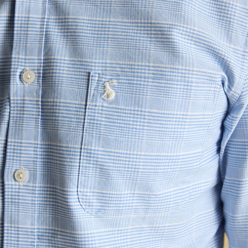 Joules Oxford Mens Checked Shirt - Light Blue-8