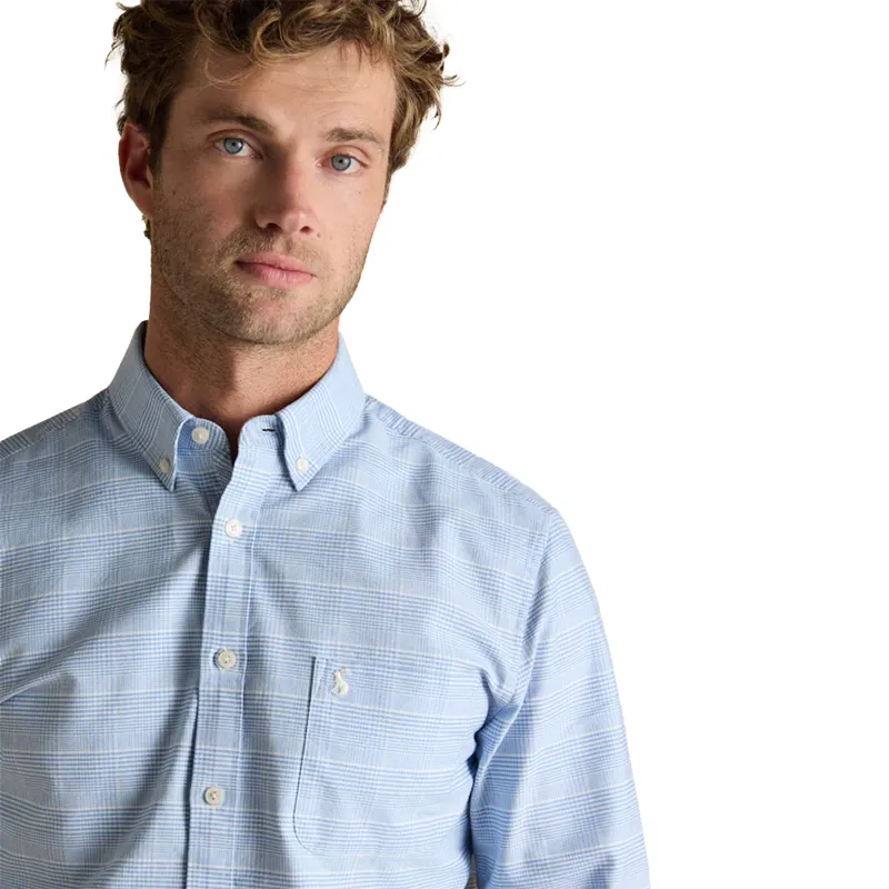 Joules Oxford Mens Checked Shirt - Light Blue-6