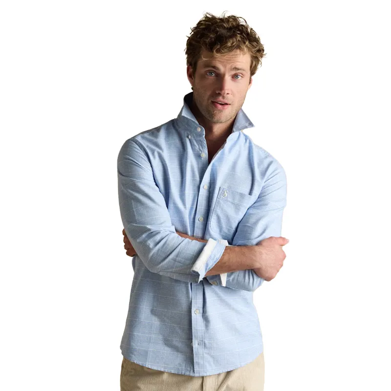 Joules Oxford Mens Checked Shirt - Light Blue-3