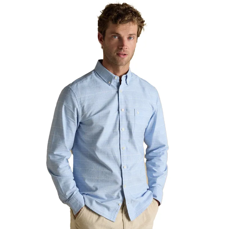 Joules Oxford Mens Checked Shirt - Light Blue