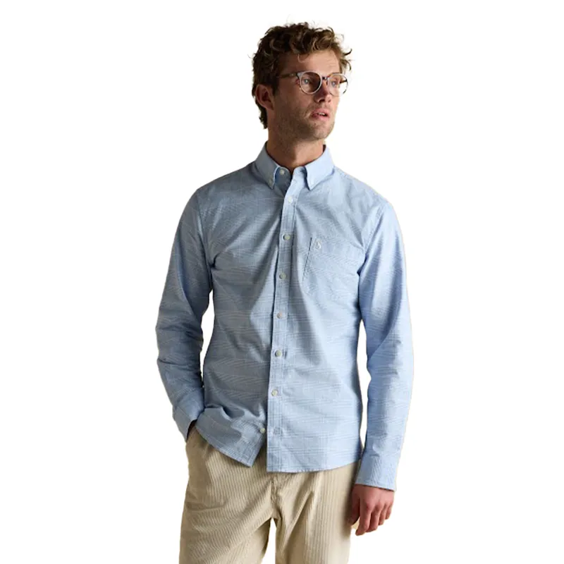 Joules Oxford Mens Checked Shirt - Light Blue-5