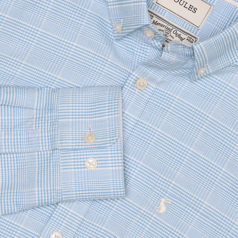 Joules Oxford Mens Checked Shirt - Light Blue-4